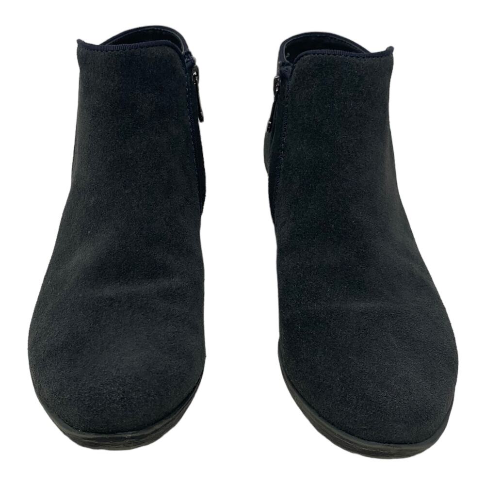 Blondo gray suede block heel waterproof booties size 8.5